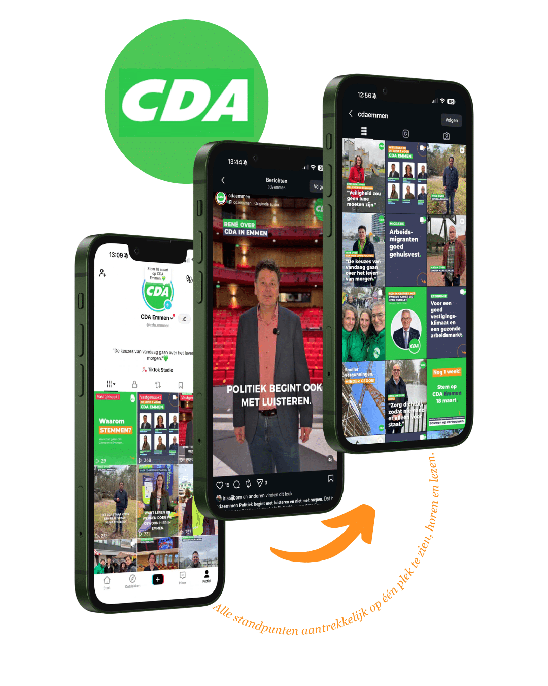 Online uitstraling CDA Emmen op Facebook, Instagram en TikTok